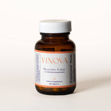 Clear brown bottle containing Yinova's blend of Bioactive Folate tablets